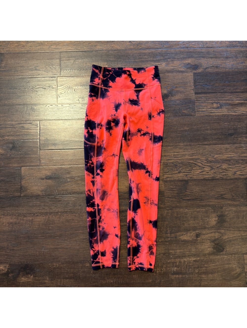 Lululemon Wunder Train High Rise Tight 25" Tie Dye Carnation Red Black  Size 4